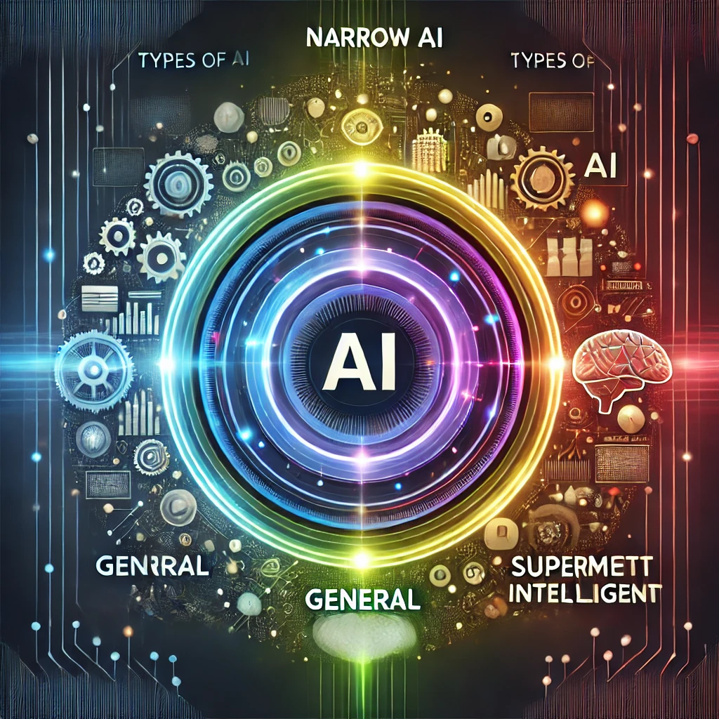 Different types of AI - Narrow AI, General AI, and Superintelligent AI